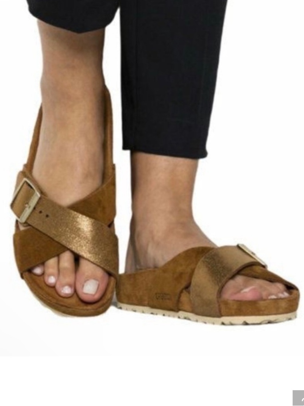 Birkenstock Siena Metallic Brown Gold Crossover Sandals 38 US 7-7.5 - Picture 2 of 9